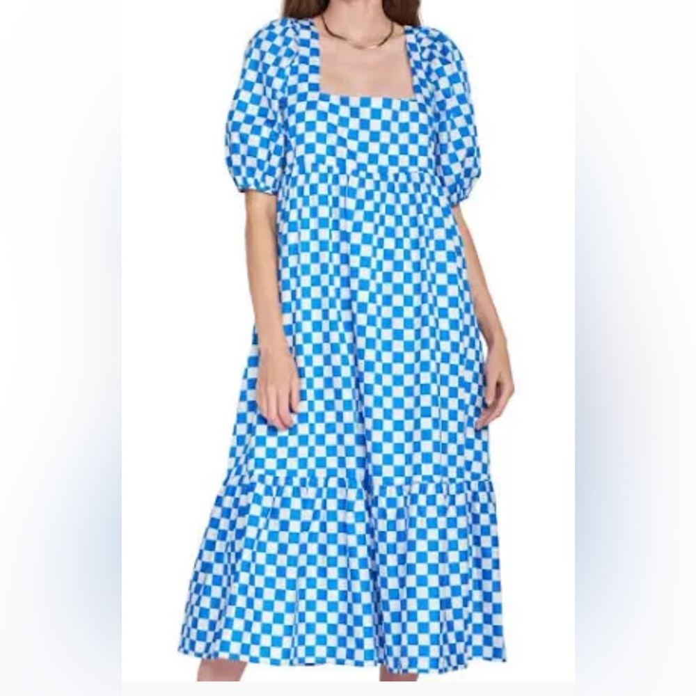 En Saison Blue and White Checkered Dress